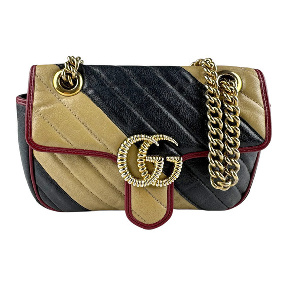 Gucci Handbags - GUCCI Authentic Black Leather GG Marmont Shoulder Bag